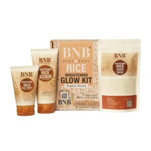 BNB Rice Extract Bright & Glow Kit ( Rice Face Wash + Rice Scrub + Rice Mask