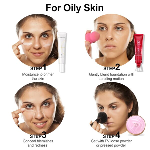 FV Waterproof Liquid Foundation with Matte Finish, Lightweight, Oil-Free, Natural Look Makeup for Combination & Oily Skin, Light to Medium Coverage, Ivory, 1 fl. oz. - Image 4