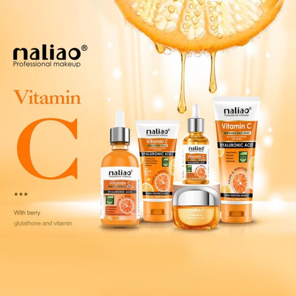 Maliao Makeup 5 Piece Organic Vitamin C Skin Care Set ( Sunscreen + Serum + Face Wash + Whitening Cream + Toner ) 330g - Image 2