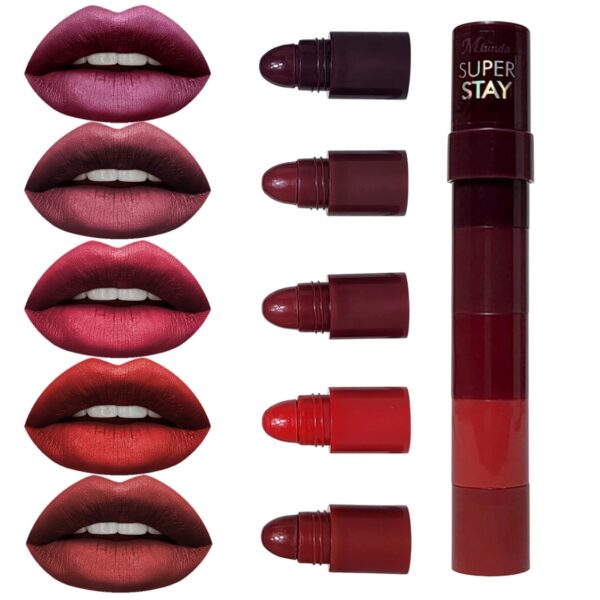 SUGAR POP 5 in 1 Lip Twist  Multi-use Stackable Lipsticks for Women  Enriched with Castor Oil  Satin Matte Hydrating Formula  - Image 2