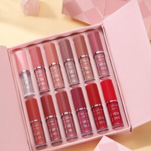 Petansy Matte Liquid Lipstick Set 12 Colors Velvet Waterproof Lipstick Pigmented Long Lasting Lip Gloss Lip Plumper Makeup Set with Gift Box