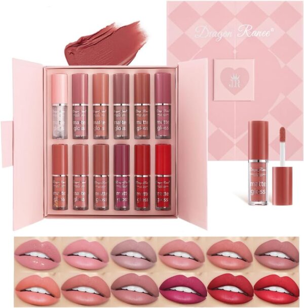 Petansy Matte Liquid Lipstick Set 12 Colors Velvet Waterproof Lipstick Pigmented Long Lasting Lip Gloss Lip Plumper Makeup Set with Gift Box - Image 2